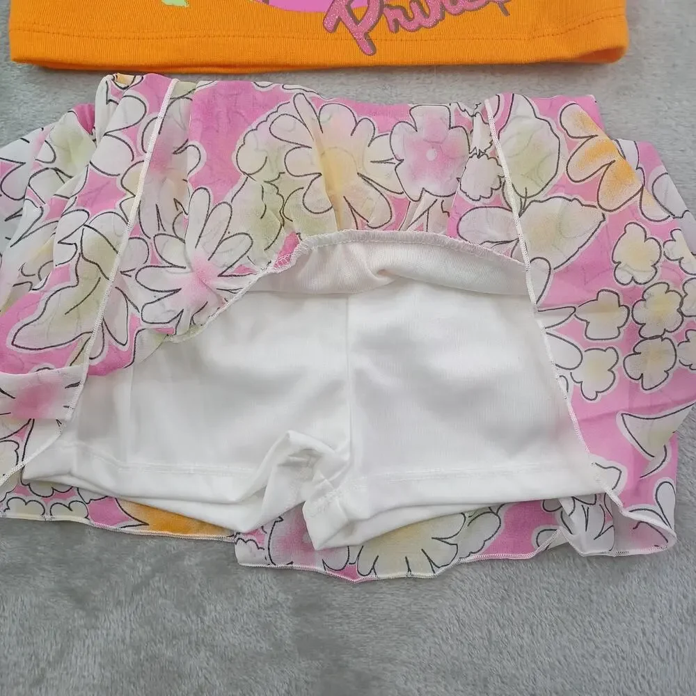Disney Princess Girsl Graphic Tee & Tiered Ruffle Skirt Set Size 2T Belle Outfit